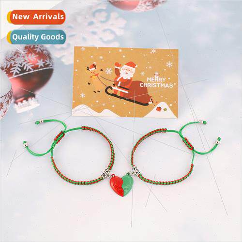 New Europe Christmas hand-woven love magnet couple bracelet