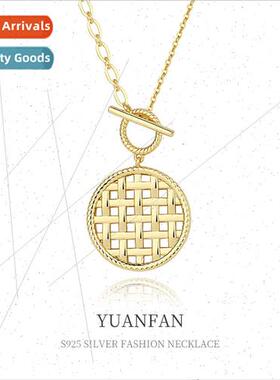 S925 silver necklace Europe vintage woven OT clasp openwork