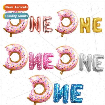 Donut ONE letters aluminum balloon baby 1st birthday party b
