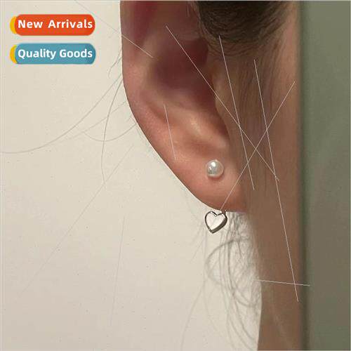 Pearl love heart two wear earrings female ins gentle a two w