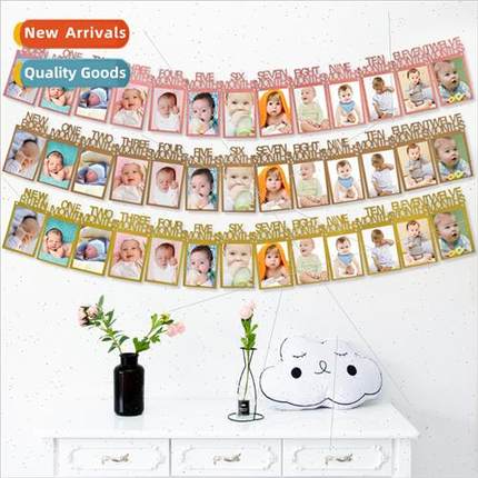 One Year Old 13 Photo Pull Up Banner Party Supplies Decorati