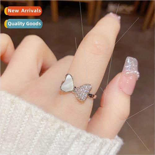 Korea fashion sweet shell bow ring niche retro nd index fing