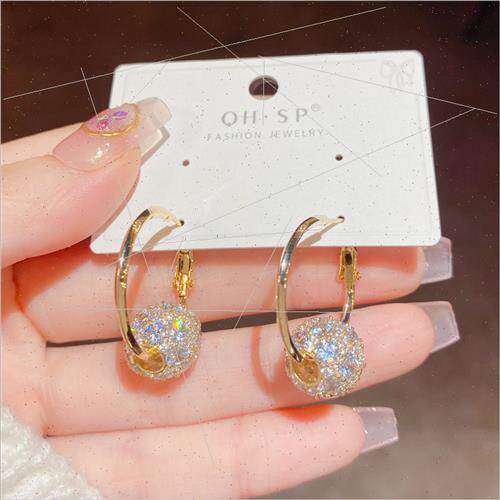 Ear buckle zirconia ball earrings fashion 925 silver pin ear