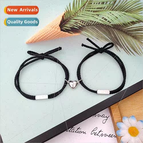 Europe new leather strap rope stainless steel alloy love hea