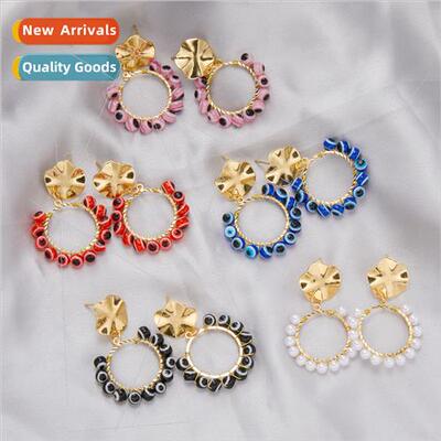 Eyes Devil Eye Circle Earrings Fashion Faux Pearls Geometric