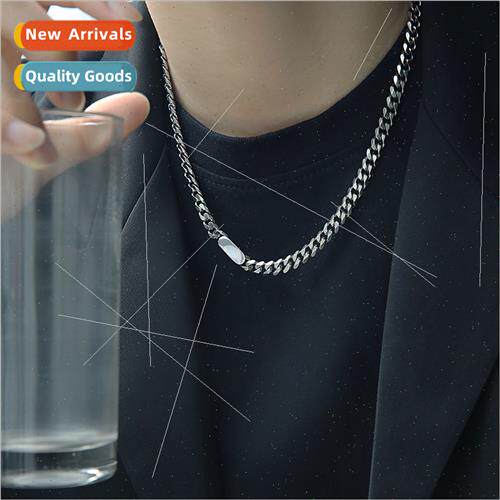 Chunky Wide Chain Cuban Necklace Men  Hip Hop Oval Engraved