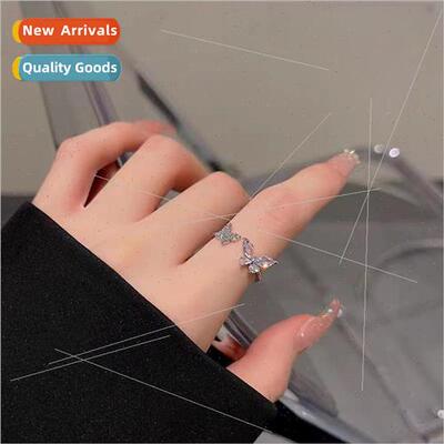 Butterfly zirconia open ring female niche fashion index fing