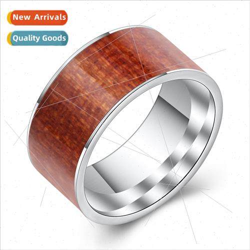 Europe new ladies retro fashion 8MM wood grain stainless ste