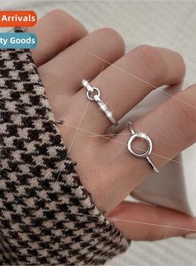 Zirconia geometric open ring women circle circle round finge