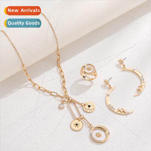 Europe Star Magic Jewelry Set Star Moon Necklace Earrings Ri