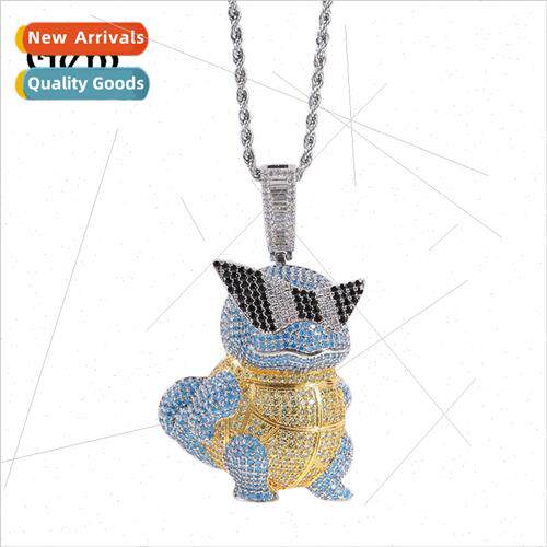 Hip Hop Cartoon Genie Turtle Full Diamond Pendant Copper wh