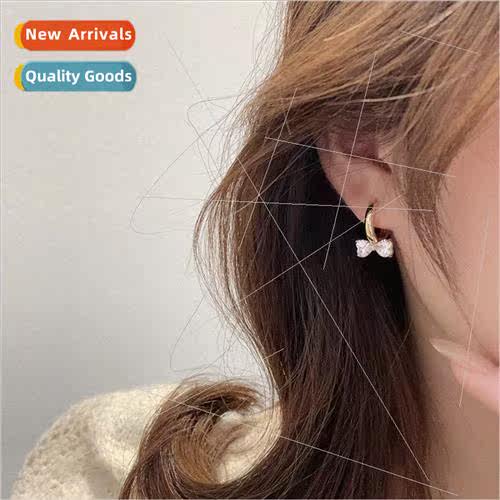 Zirconia love bow metal earrings female Korea simple hundred