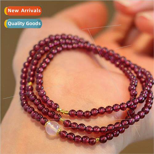 Super Whe 3mm Multi Loop Natural Alabaster Garnet Bracelet S