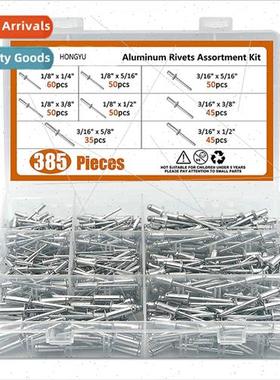 385pcs Aluminum Open End Blind Rivets wh Flat Round Head M3.