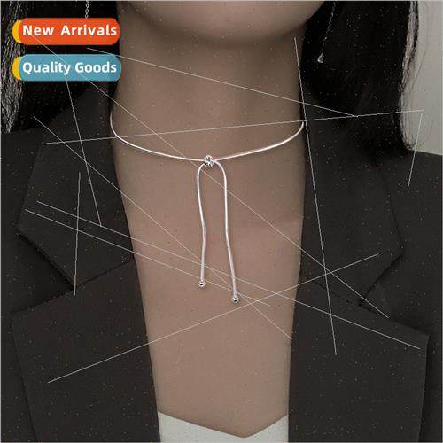 Drawing retractable snake bone round bead necklace adjustabl