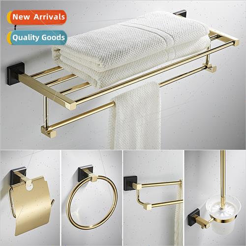 Europe bathroom pendant set full copper black gold bath towe