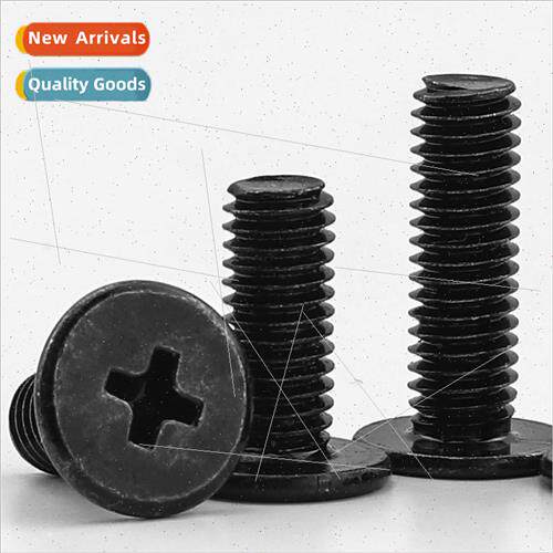 black CM cross recessed thin head machine screws large flat