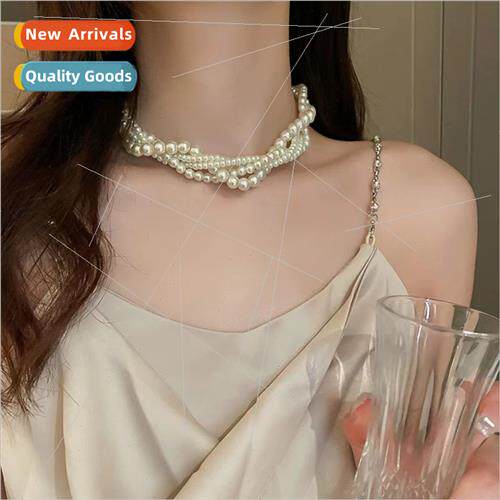 New tide French retro multi-layer pearl collarbone chain fem