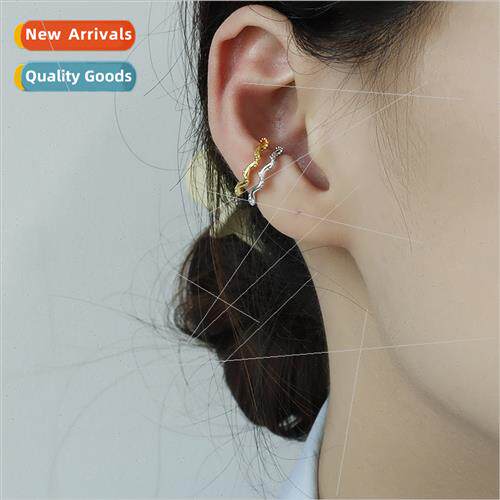 Rolled edge wave ear clip niche ins ear bone hanging no ear