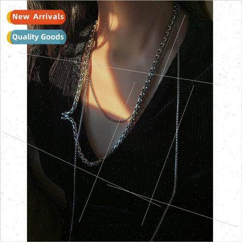 Cold wind wear double gold silver necklace female niche ins