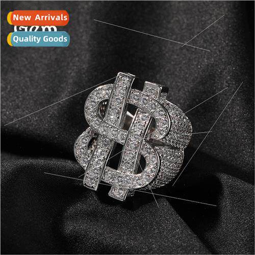 New Hip Hop HIPHOP Skeleton Dollar gns Ring Full Zirconia Hi