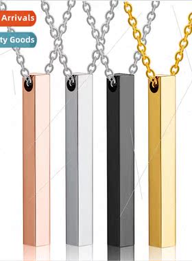 mple fashion engraved pendant long necklace stainless steel