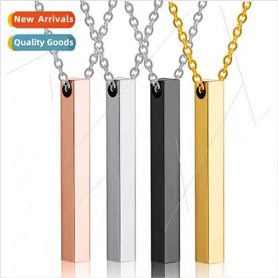 mple fashion engraved pendant long necklace stainless steel