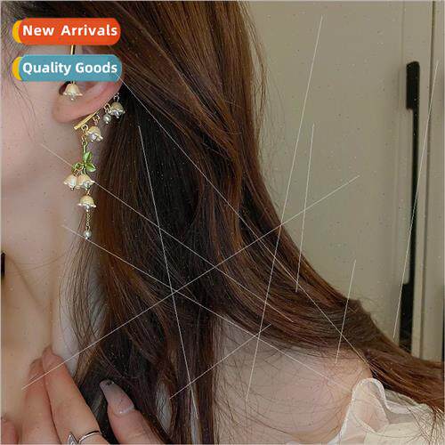 No ear holes sweet pearl flowers tassel earrings hanging ear
