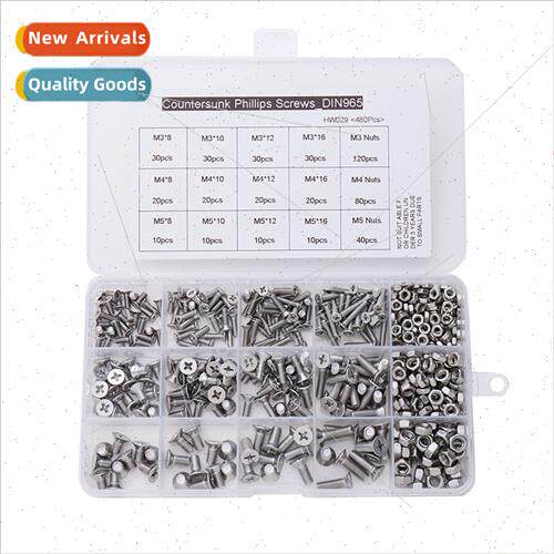 480PCS Set 304 Screws Flat Head Phillips Screws M3M4M5_GB819