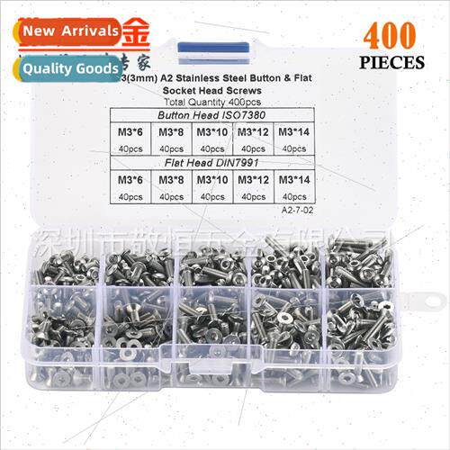 400pcs M3 304 Pan Head Countersunk Hexagon Socket Head Screw