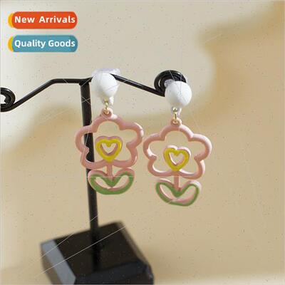 Milk powder summer flowers mosquo disk ear clips romantic at