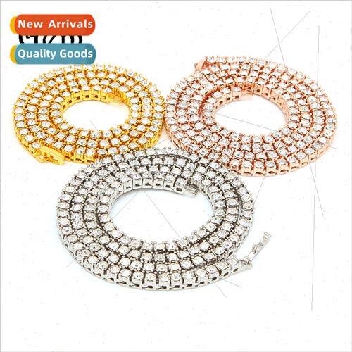 Europe hip-hop necklace men 3mm 4mm alloy rhinestone row ten