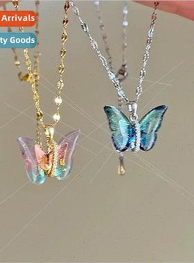 Illusion Gradient Butterfly Necklace Women Vintage Versatile