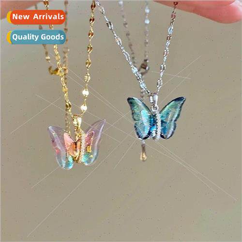 Illusion Gradient Butterfly Necklace Women Vintage Versatile