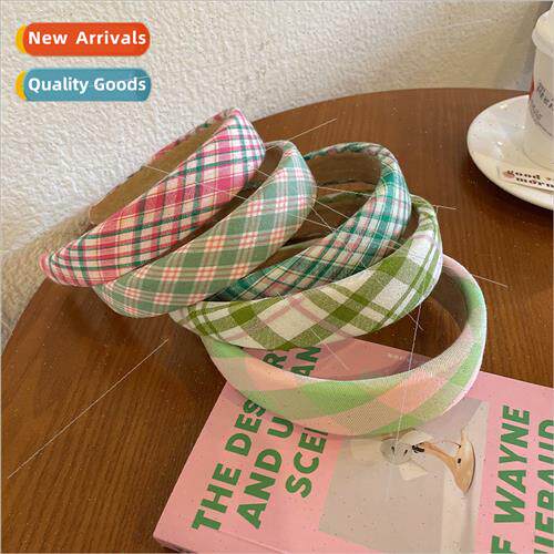 Autumn winter new versatile green headbhigh skull top plaid