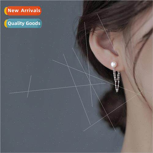Double tassel pearl earrings back hanging Korea ins chain si