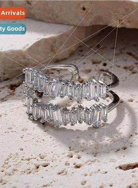 Fashion vintage inlaid overthrow stone metal texture ring fe