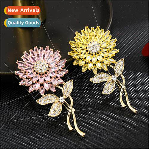 Sunflower sunflower brooch female colorful flash diamond pin