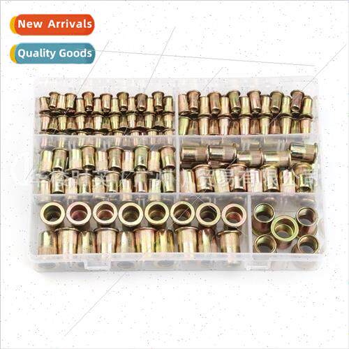 210PCS Flat Head Vertical Rivet Nuts Boxed Colorful Zinc Pla