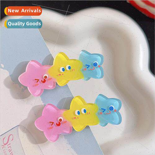 Dopamine three-color star hair clips cute sweet girl cartoon