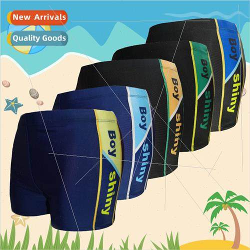 New boys fashion color blocking teenage boxer shorts childre