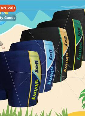 New boys fashion color blocking teenage boxer shorts childre