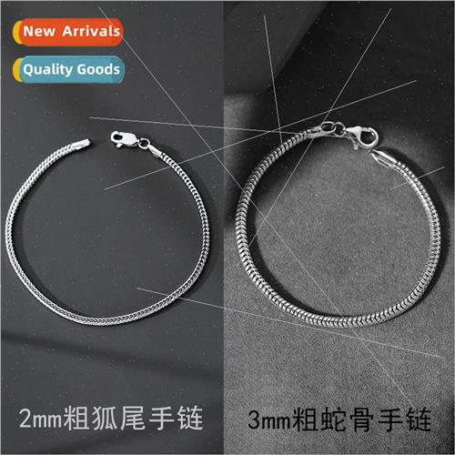 3mm round snake bone thick fox tail men bracelet nd hip-hop