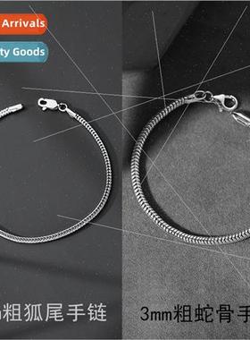 3mm round snake bone thick fox tail men bracelet nd hip-hop