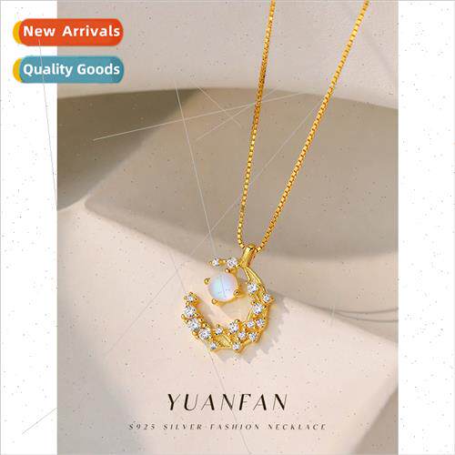 New s925 silver niche premium moon necklace female illusion