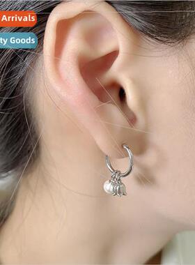 Suzuran Flower Pearl Earring Buttons Female Cute Sweet Trend