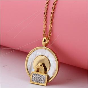Love Earrin Round Stainless Gold Set Lock Seashells Necklace