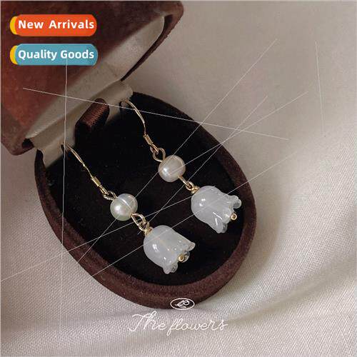 Glazed tulip earrings French earrings long fresh simple Mori