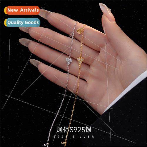 925 silver Korea clover bracelet female rose tag beads fresh