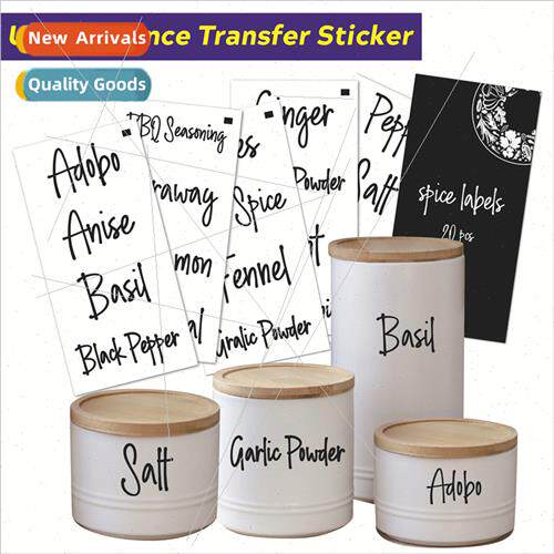 Spice jar labels transparent UV transfer stickers English wa
